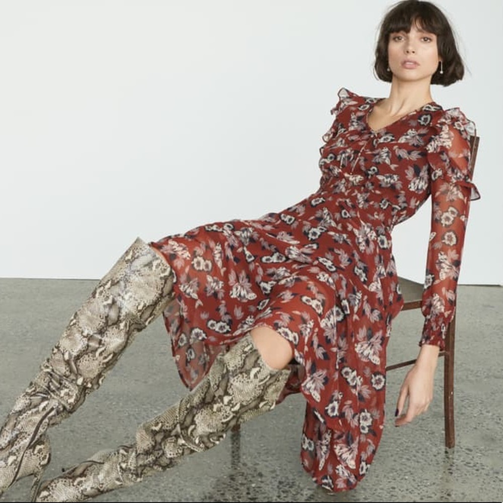 Sam Edelman Fanciful Flower Long Sleeve Dress